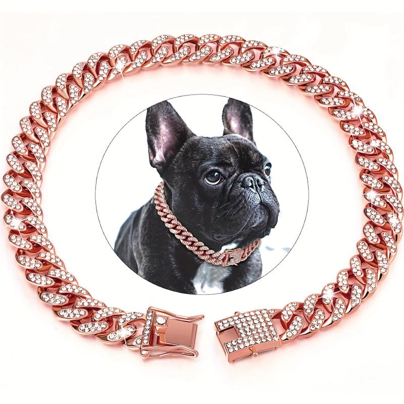 Cuban Collar Dog Chain with Buckle and Diamonds