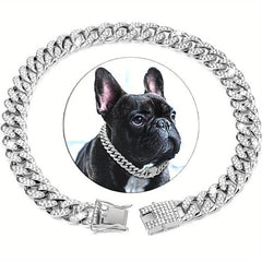 Cuban Collar Dog Chain with Buckle and Diamonds