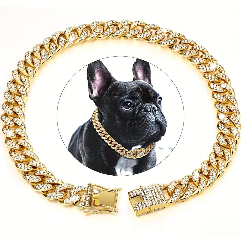 Cuban Collar Dog Chain with Buckle and Diamonds