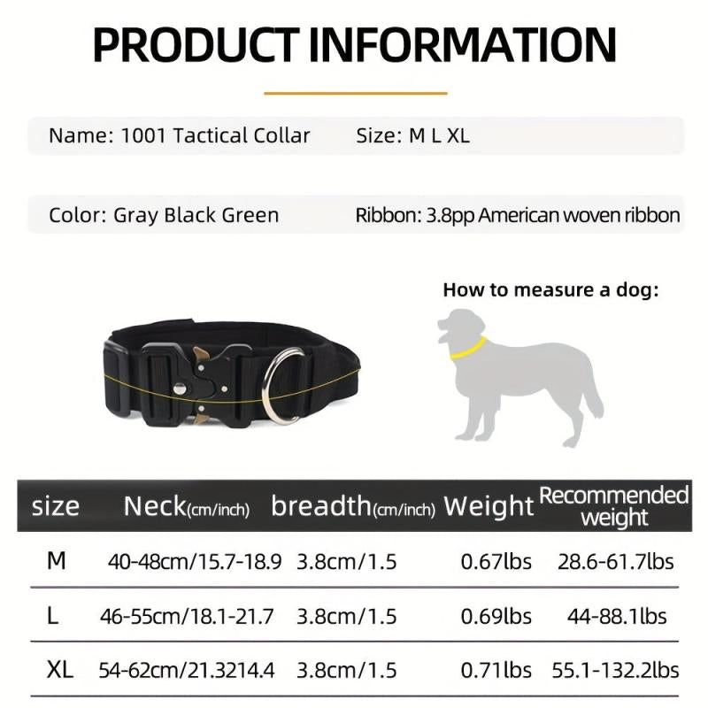 Heavy Duty Tactical Dog Collar with Handle for Medium to Large Dogs