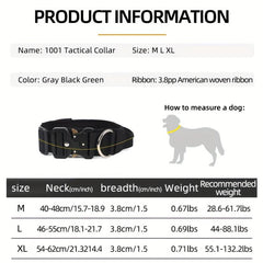 Heavy Duty Tactical Dog Collar with Handle for Medium to Large Dogs