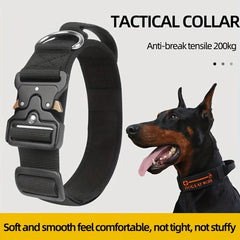 Heavy Duty Tactical Dog Collar with Handle for Medium to Large Dogs