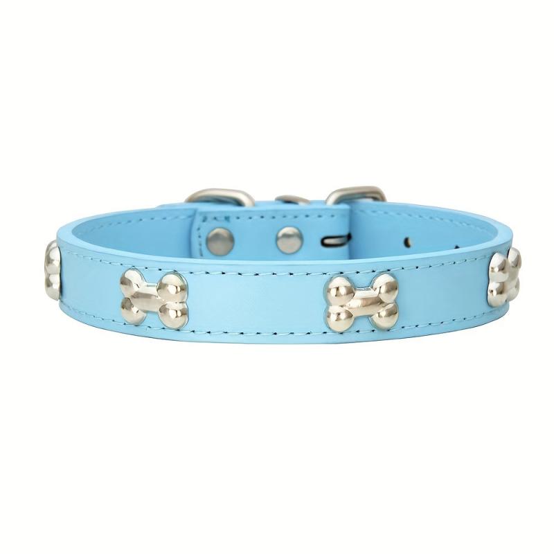 Stylish PU Leather Dog Collar with Bone