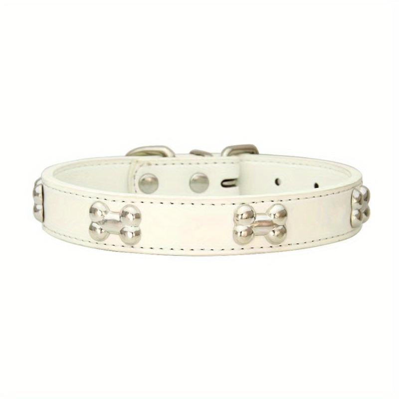 Stylish PU Leather Dog Collar with Bone