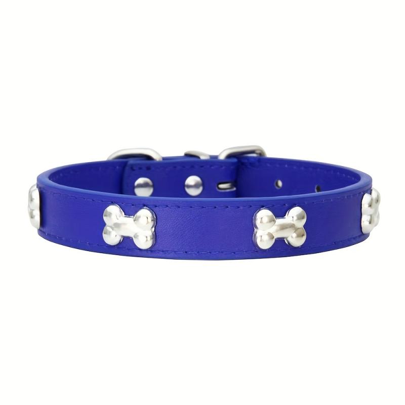 Stylish PU Leather Dog Collar with Bone