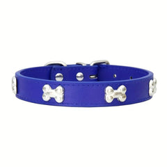 Stylish PU Leather Dog Collar with Bone