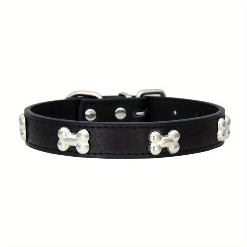 Stylish PU Leather Dog Collar with Bone