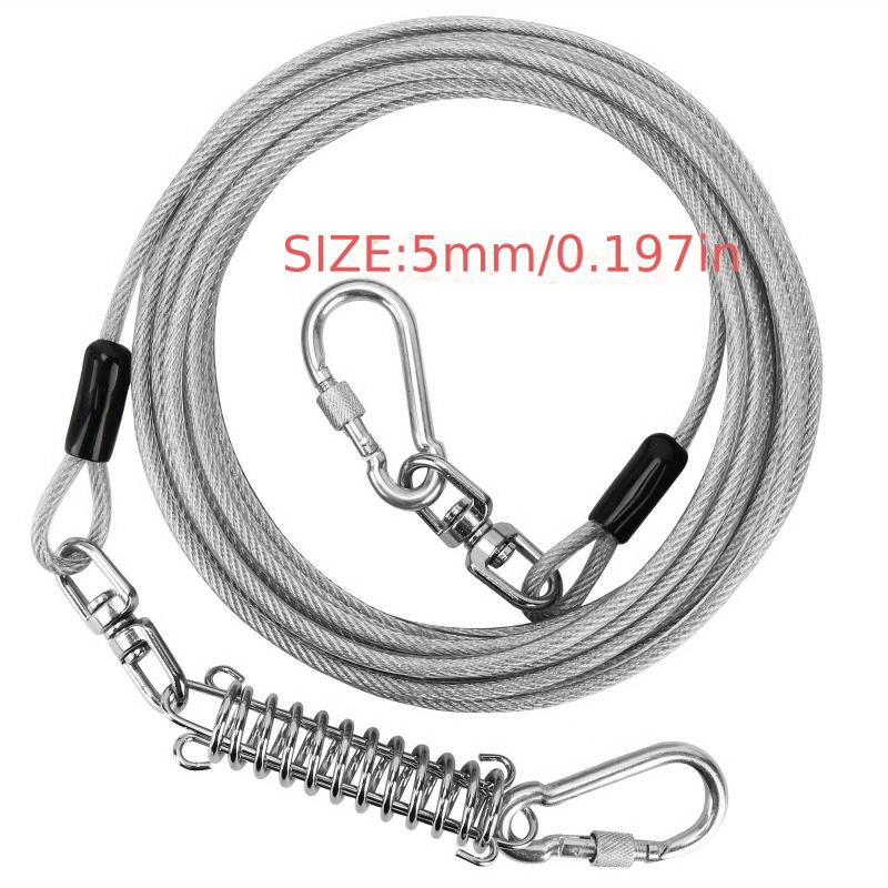 Dog Tie-Out Cable with Swivel Hook and Shock Spring