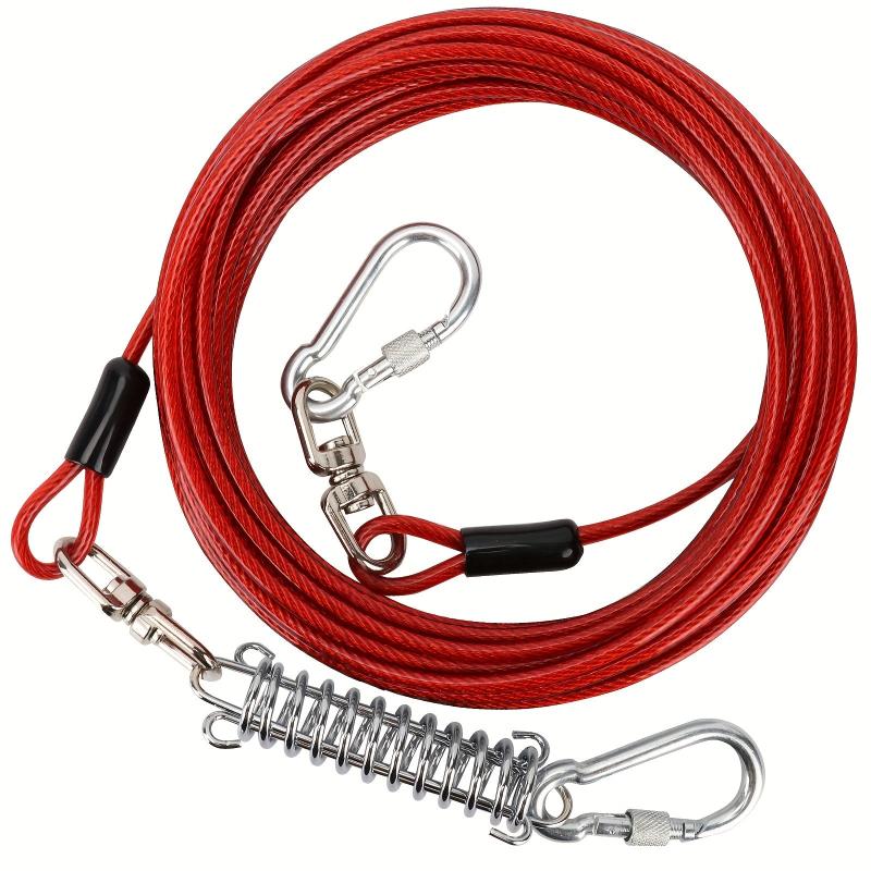 Dog Tie-Out Cable with Swivel Hook and Shock Spring