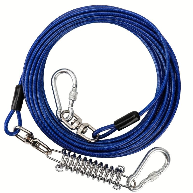 Dog Tie-Out Cable with Swivel Hook and Shock Spring