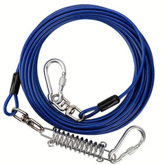 Dog Tie-Out Cable with Swivel Hook and Shock Spring