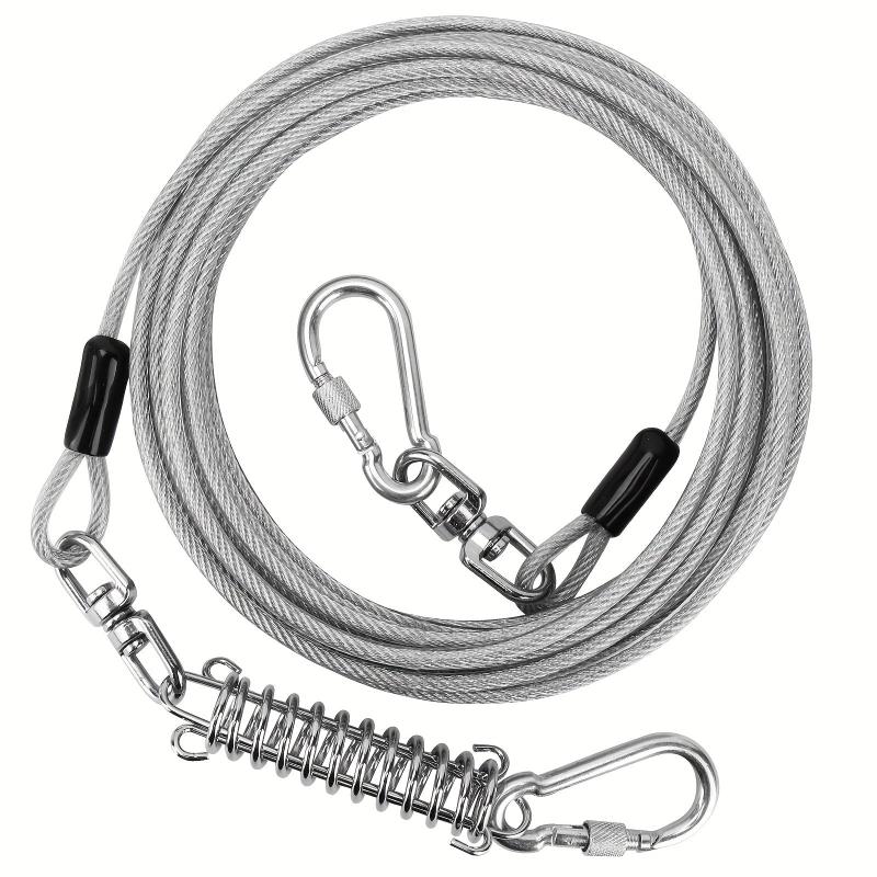 Dog Tie-Out Cable with Swivel Hook and Shock Spring