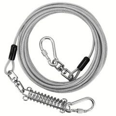 Dog Tie-Out Cable with Swivel Hook and Shock Spring