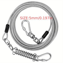Dog Tie-Out Cable with Swivel Hook and Shock Spring