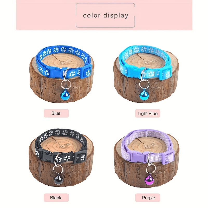 Colorful Bell Collar For Cat Cartoon Footprint Collars