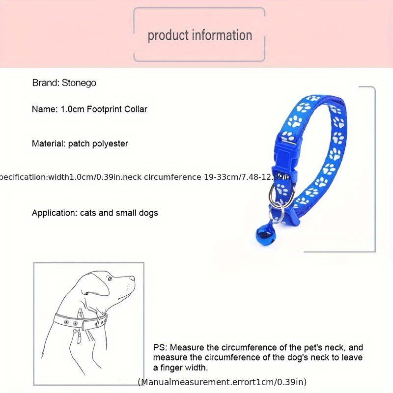 Colorful Bell Collar For Cat Cartoon Footprint Collars