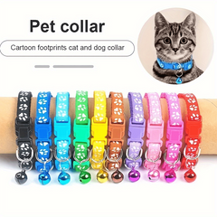 Colorful Bell Collar For Cat Cartoon Footprint Collars