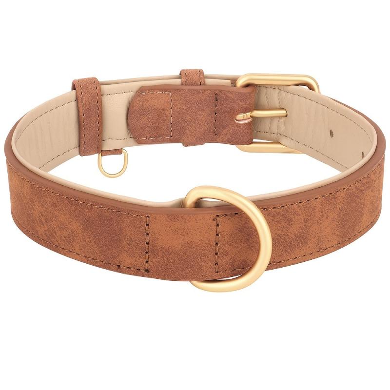 Soft Padded PU Leather Dog Collar Heavy Duty Small Medium Large Dog Collar