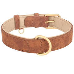 Soft Padded PU Leather Dog Collar Heavy Duty Small Medium Large Dog Collar