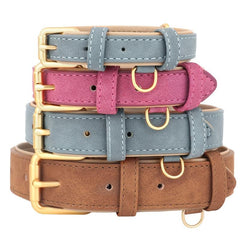 Soft Padded PU Leather Dog Collar Heavy Duty Small Medium Large Dog Collar