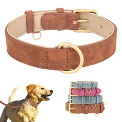 Soft Padded PU Leather Dog Collar Heavy Duty Small Medium Large Dog Collar