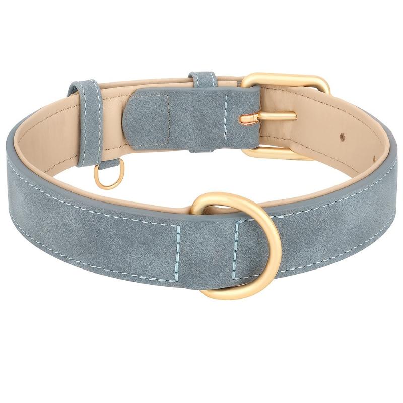 Soft Padded PU Leather Dog Collar Heavy Duty Small Medium Large Dog Collar