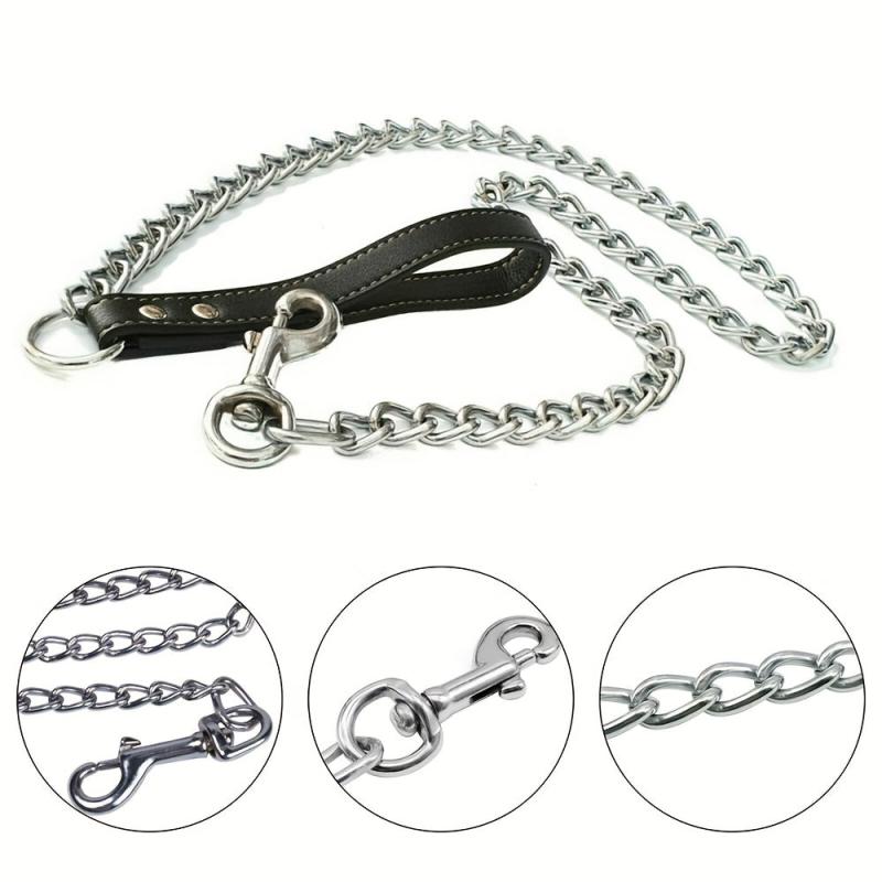 Metal Dog Leash with Padded Handle for Training