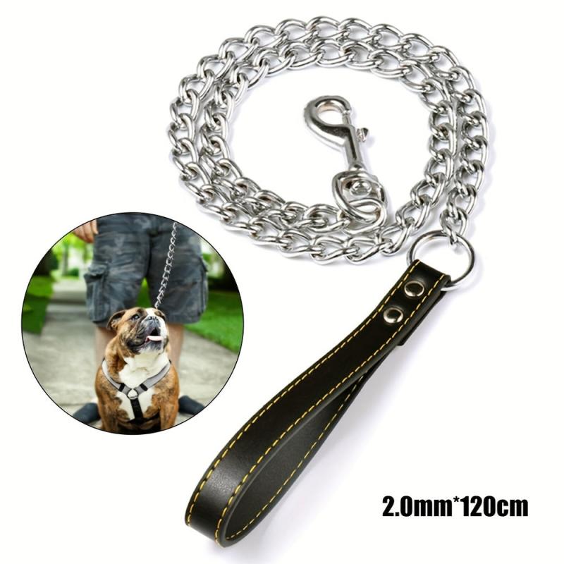 Metal Dog Leash with Padded Handle for Training