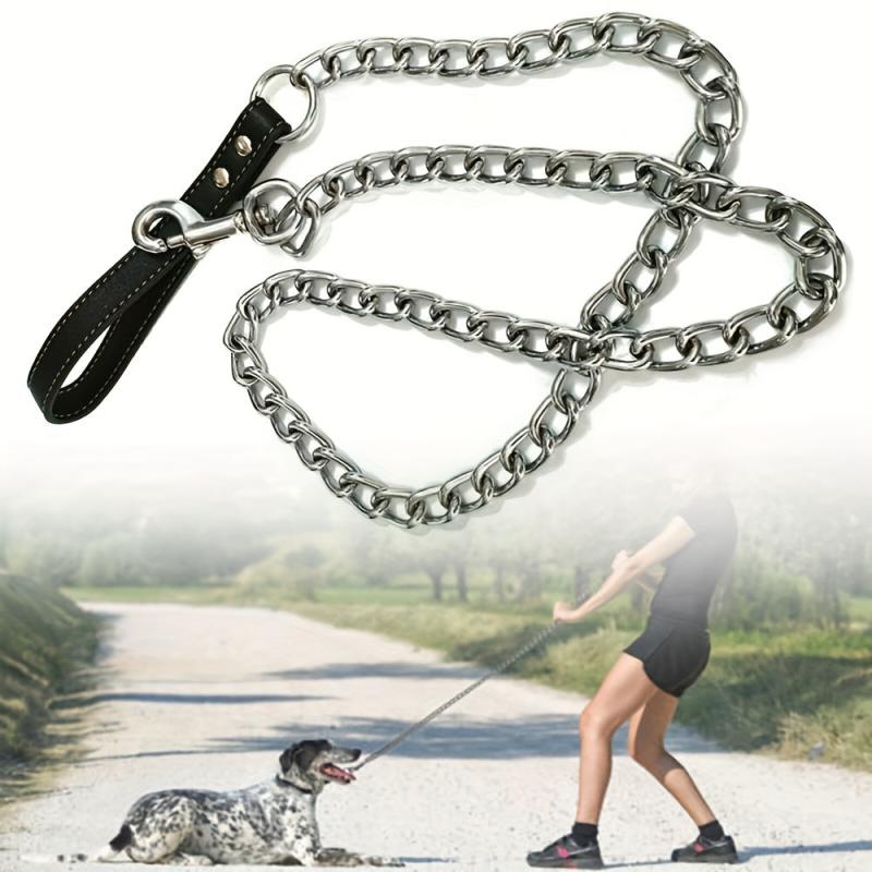 Metal Dog Leash with Padded Handle for Training