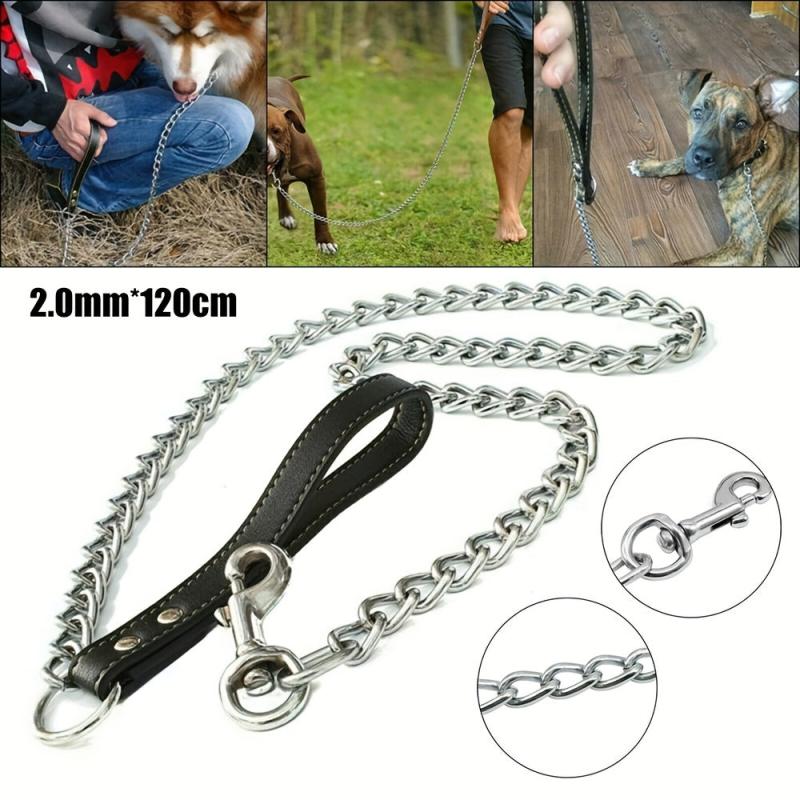 Metal Dog Leash with Padded Handle for Training