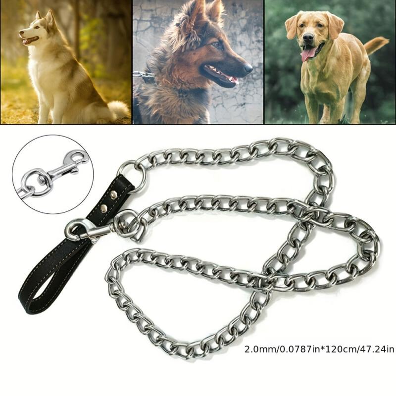 Metal Dog Leash with Padded Handle for Training