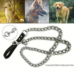 Metal Dog Leash with Padded Handle for Training