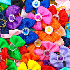 20 pcs Diamond Dog Hair Bows Stylish Pet Headwear for Grooming