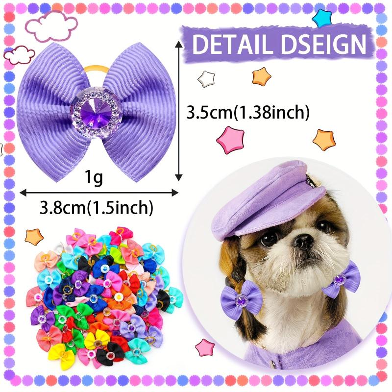20 pcs Diamond Dog Hair Bows Stylish Pet Headwear for Grooming