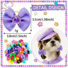 20 pcs Diamond Dog Hair Bows Stylish Pet Headwear for Grooming