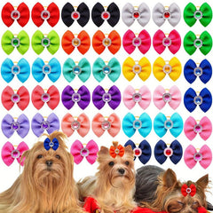 20 pcs Diamond Dog Hair Bows Stylish Pet Headwear for Grooming