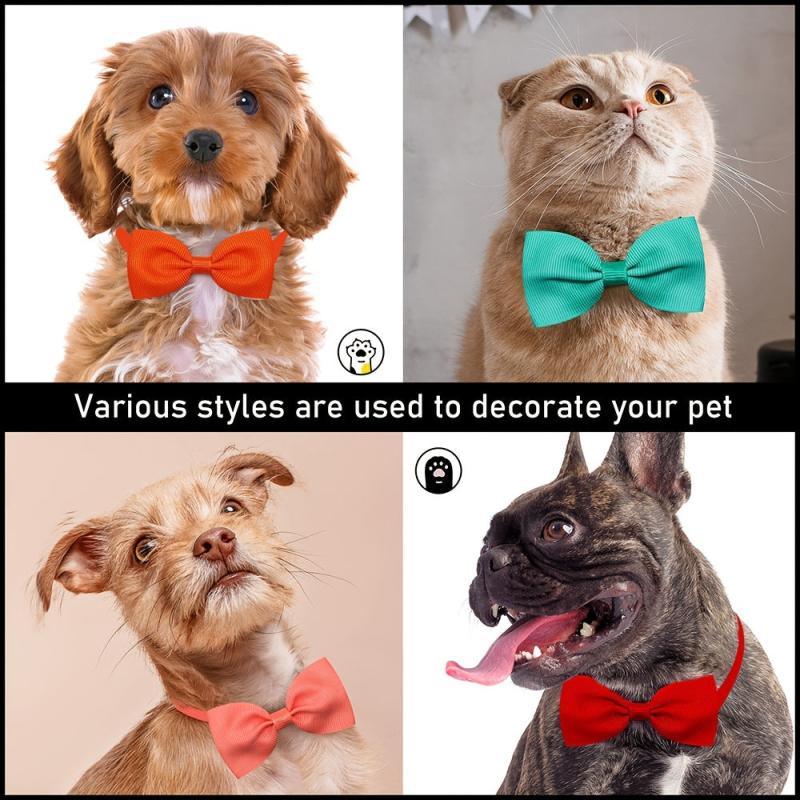 10pcs Adjustable Pet Bow Tie Collar for Small and Medium Pets