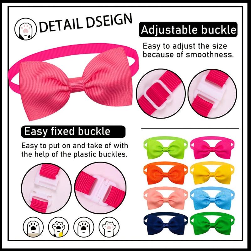 10pcs Adjustable Pet Bow Tie Collar for Small and Medium Pets