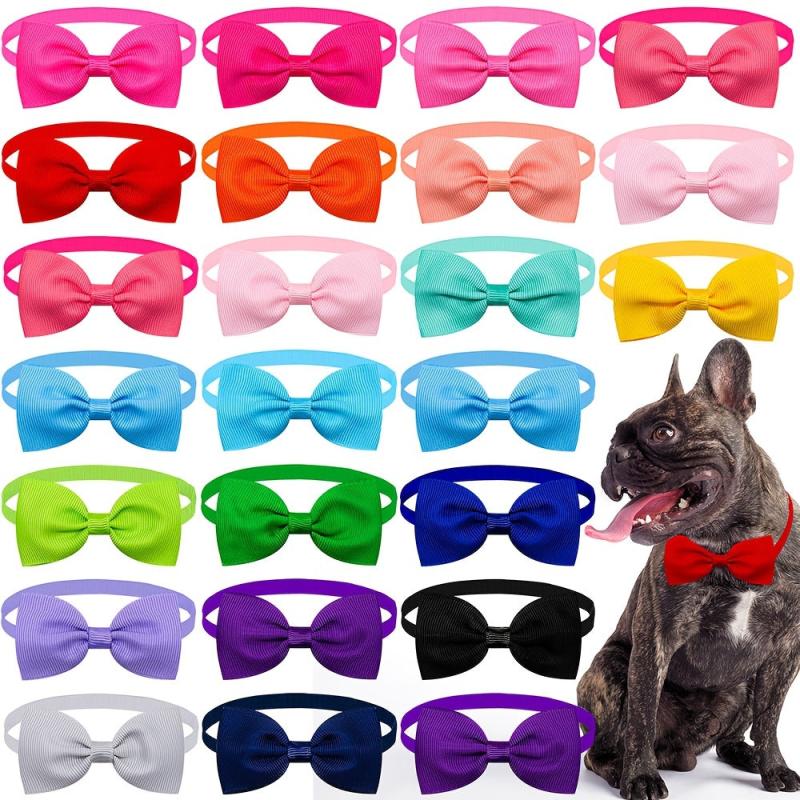 10pcs Adjustable Pet Bow Tie Collar for Small and Medium Pets