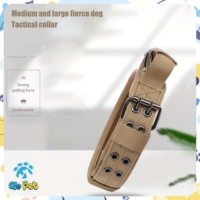 Adjustable Tactical Dog Collar Wide & Thick, Durable, Medium-Large