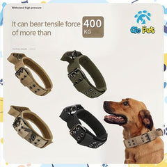 Adjustable Tactical Dog Collar Wide & Thick, Durable, Medium-Large