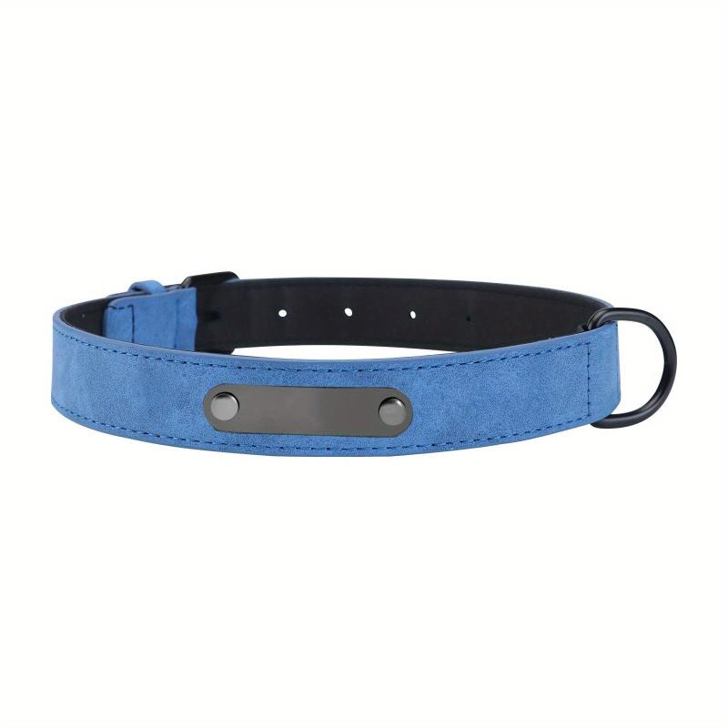 Personalized Leather Dog Collar Engraved Nameplate Small Medium Large