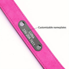 Personalized Leather Dog Collar Engraved Nameplate Small Medium Large