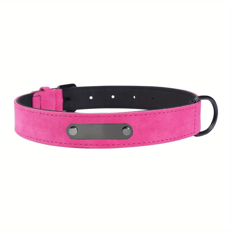 Personalized Leather Dog Collar Engraved Nameplate Small Medium Large