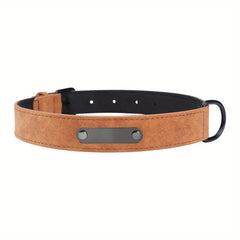 Personalized Leather Dog Collar Engraved Nameplate Small Medium Large