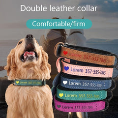 Personalized Dog Collar UV Print Dog Name Phone Number Soft Leather