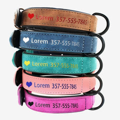 Personalized Dog Collar UV Print Dog Name Phone Number Soft Leather