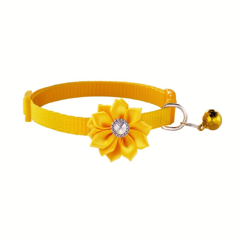 Cute Flower Necklace Collar with Bell for Small Dogs and Puppies