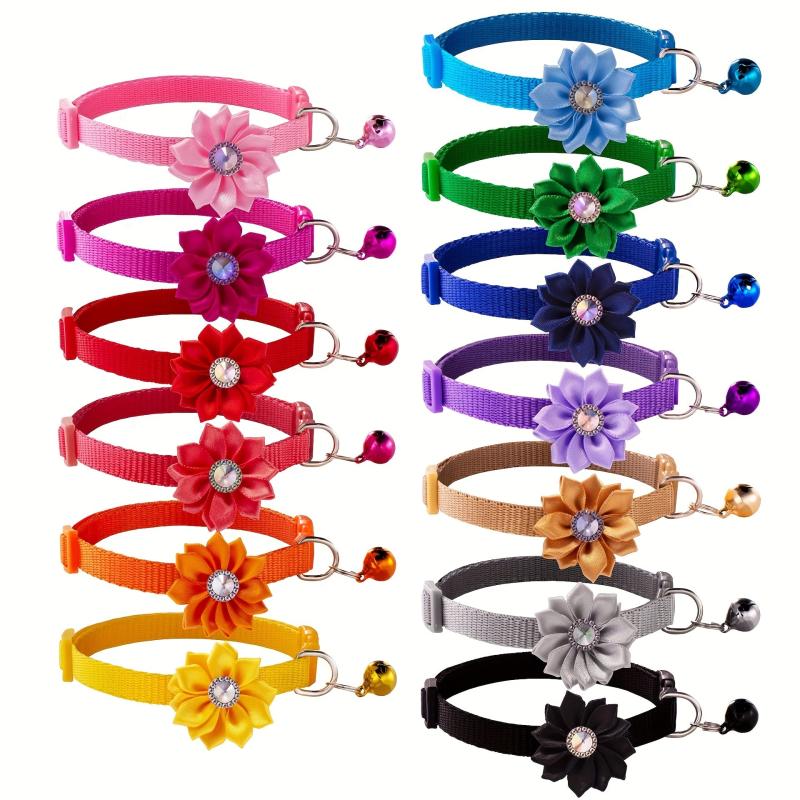 Cute Flower Necklace Collar with Bell for Small Dogs and Puppies