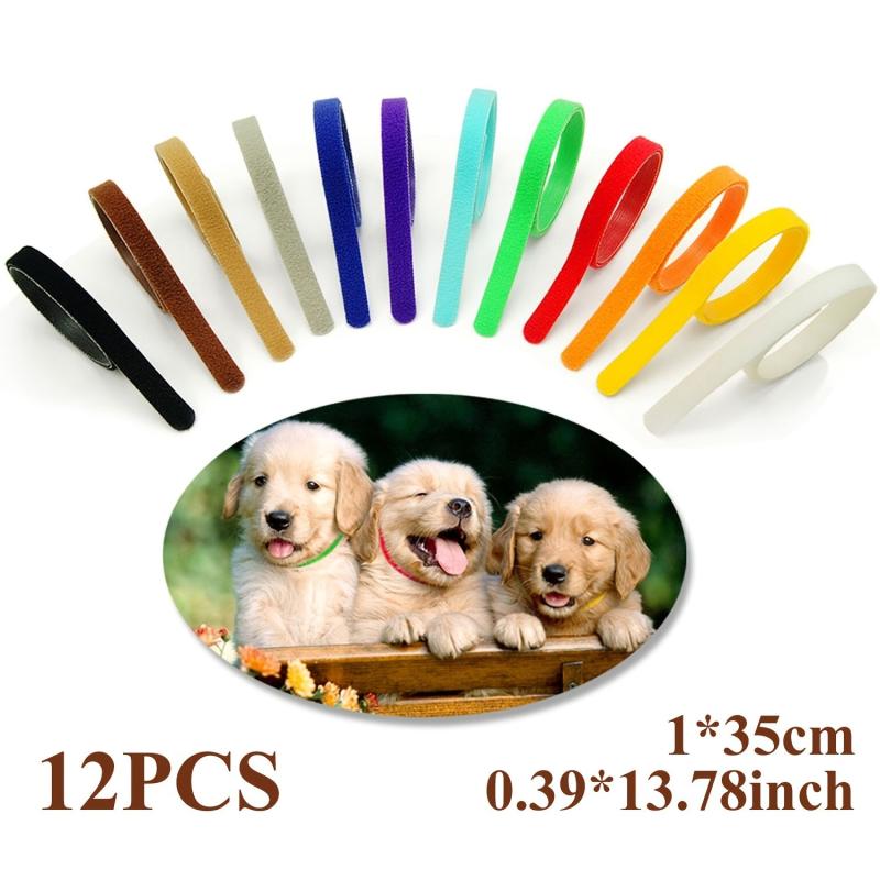 12pcs Puppy Whelping Collar ID Bands Reusable Pet Collar